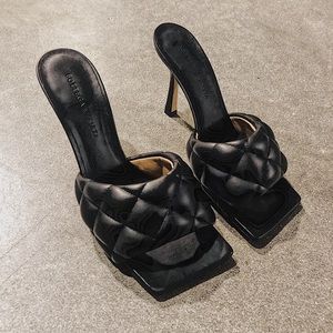 SOLD - Bottega Veneta Square Toes Quilted Mules